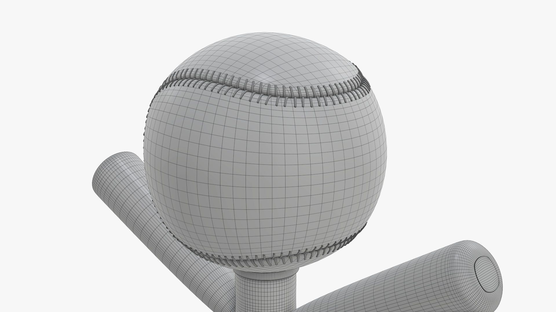 Trophy baseball ball and bats 3D model_8