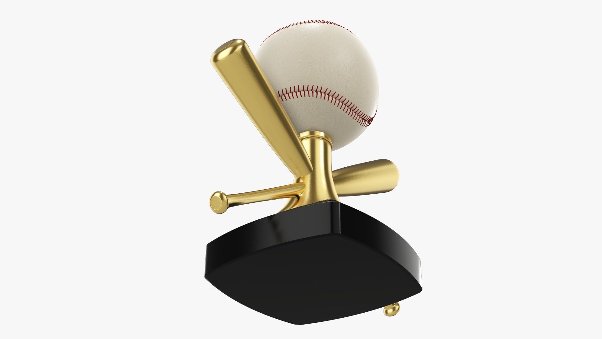 Trophy baseball ball and bats 3D model_4