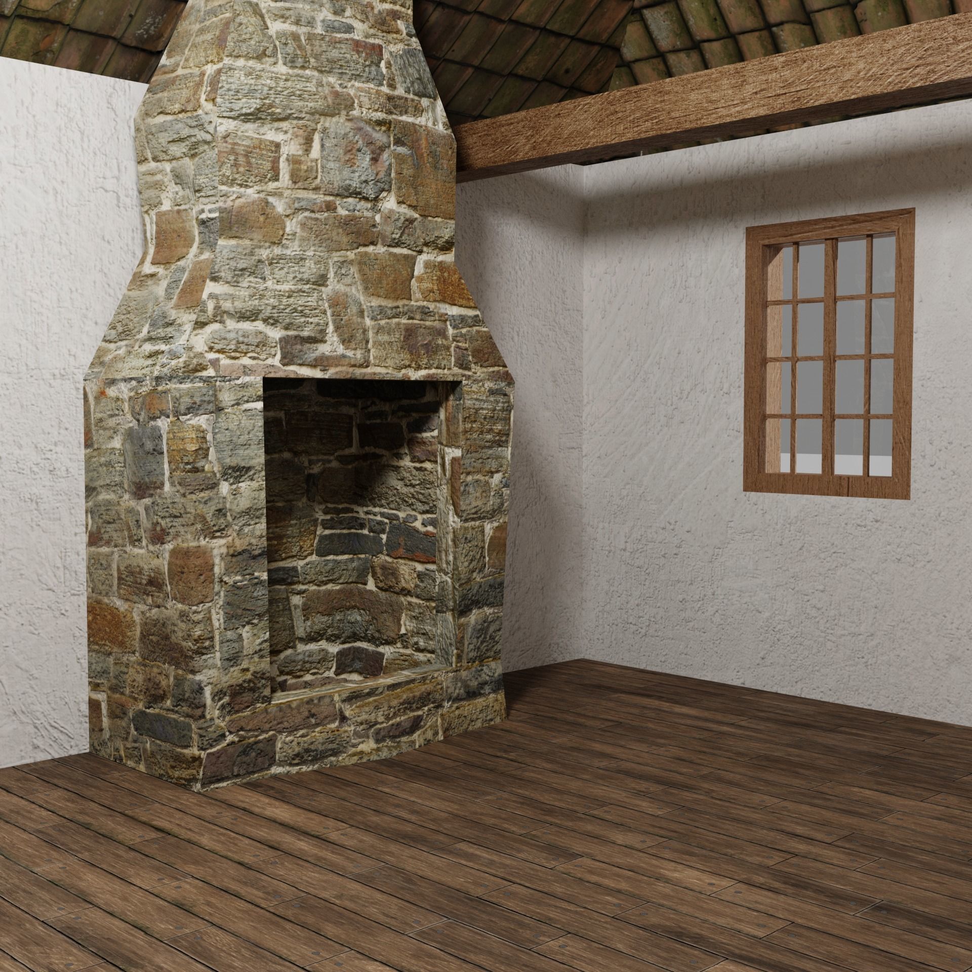 Medieval house Free low-poly 3D model_4