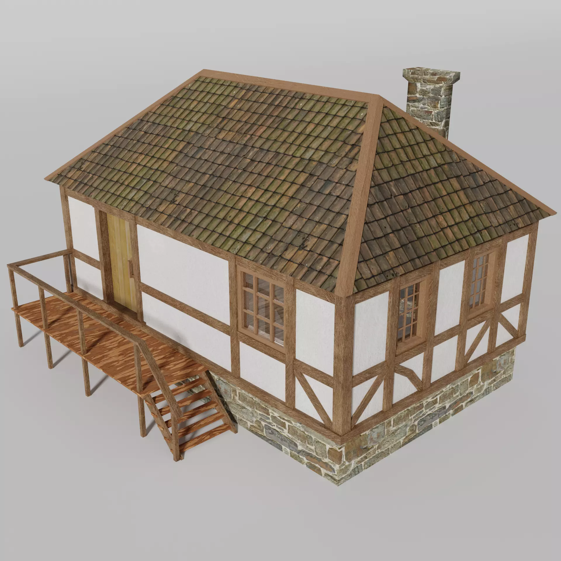 Medieval house Free low-poly 3D model_0