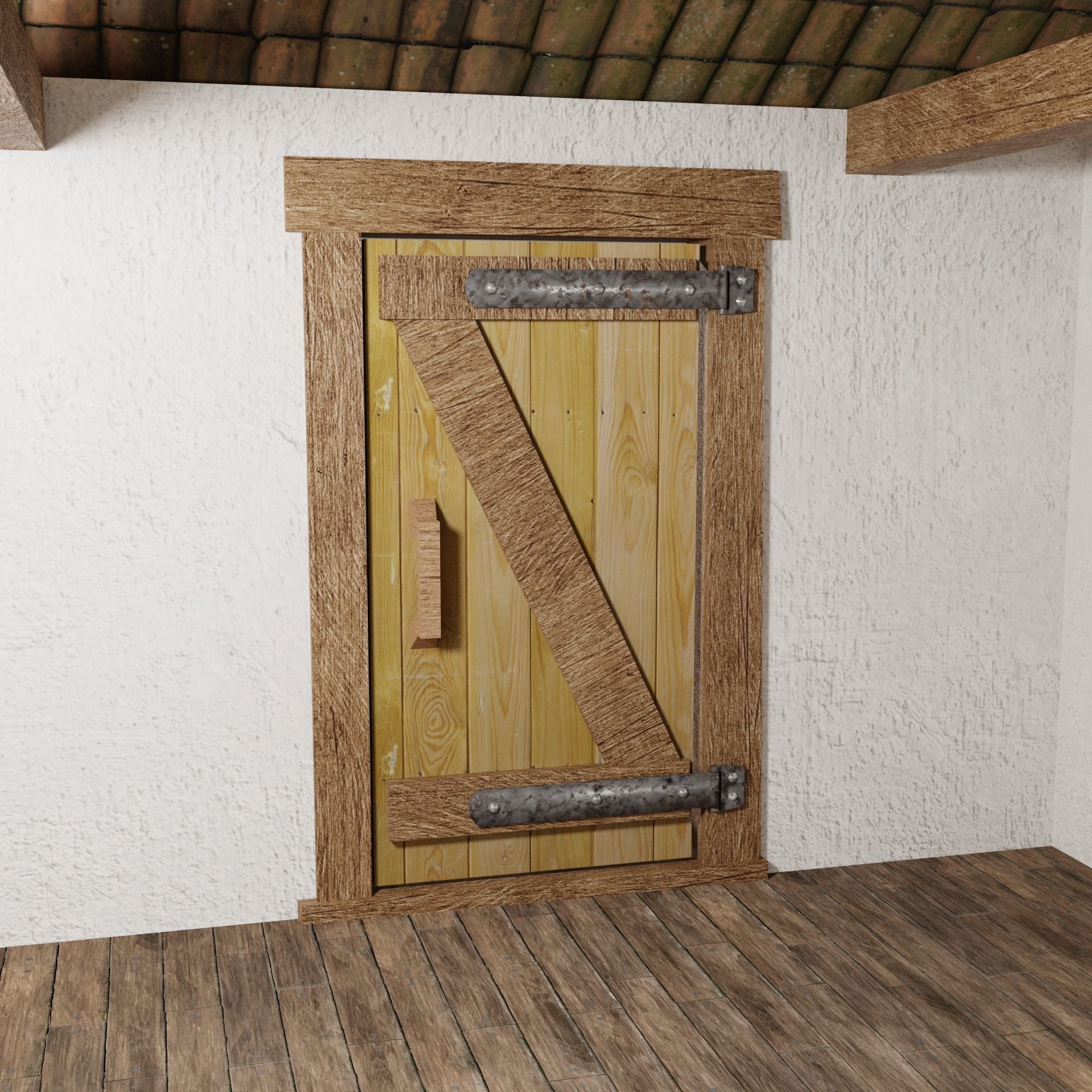 Medieval house Free low-poly 3D model_7