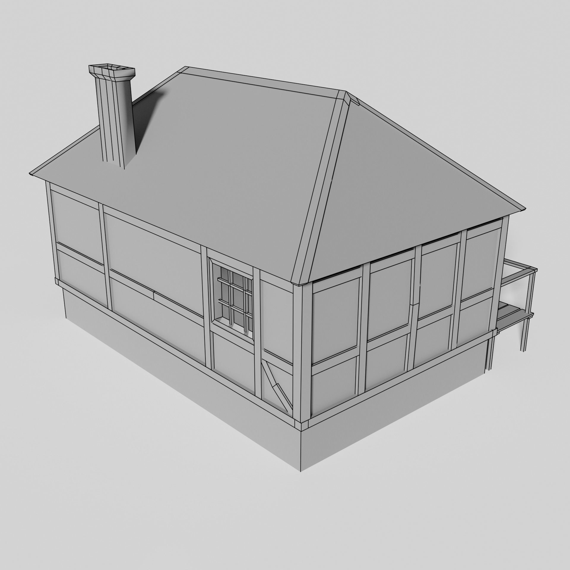 Medieval house Free low-poly 3D model_5