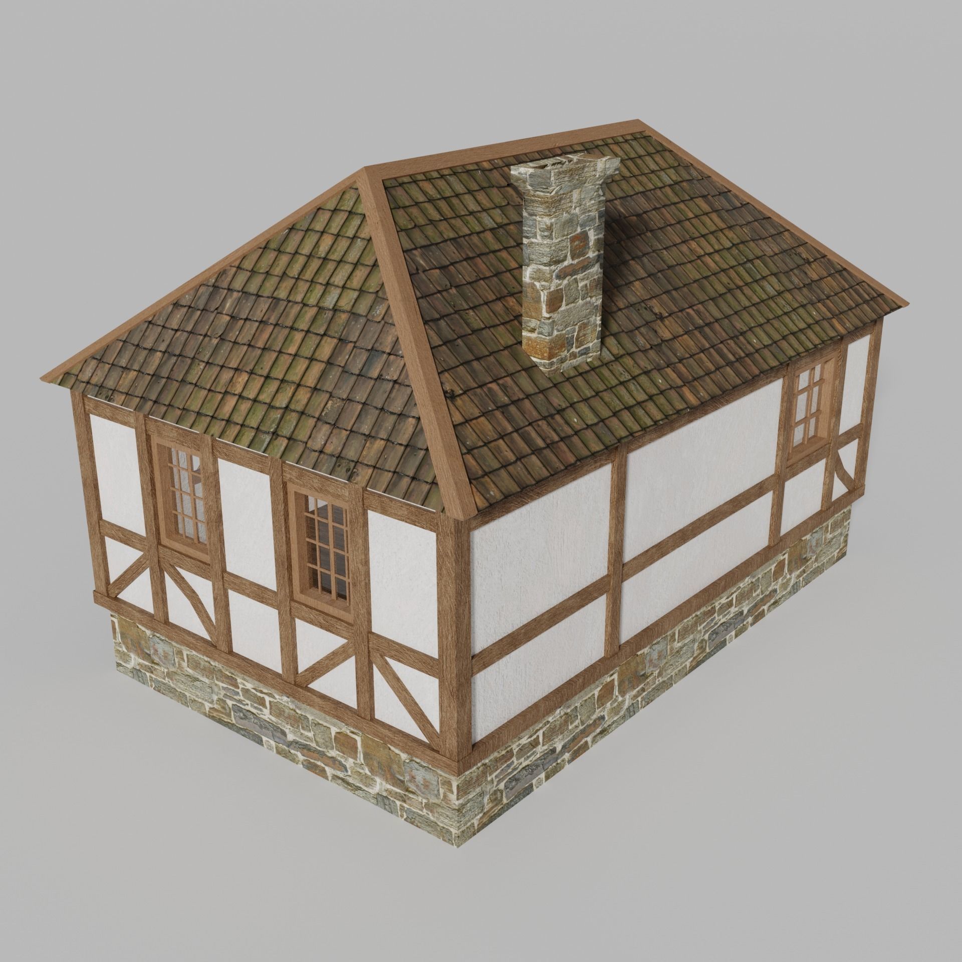 Medieval house Free low-poly 3D model_1
