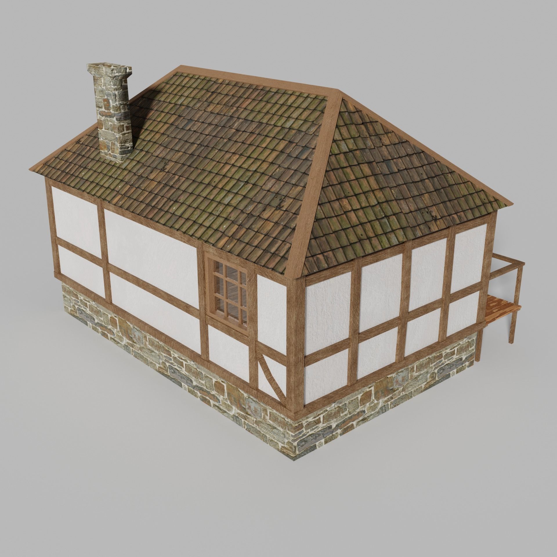 Medieval house Free low-poly 3D model_2