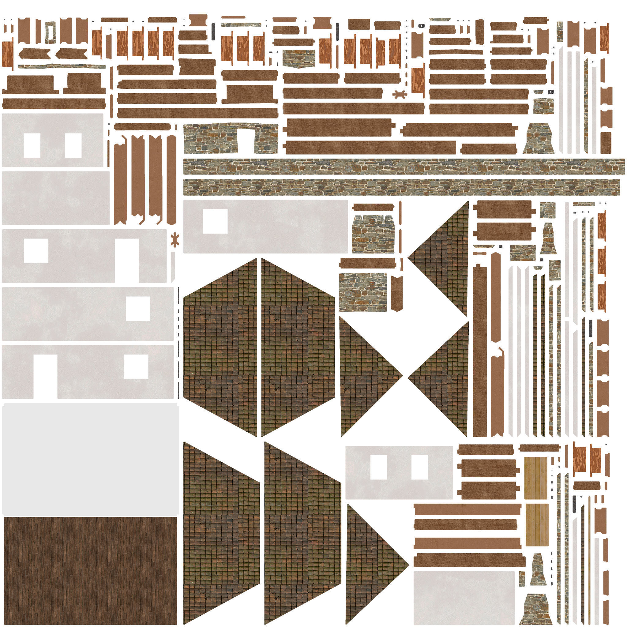 Medieval house Free low-poly 3D model_8