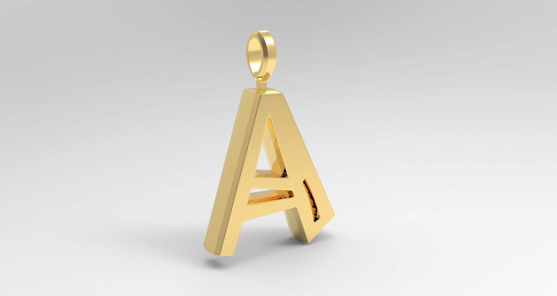 A Letter Pendant Gold 3D print model_2