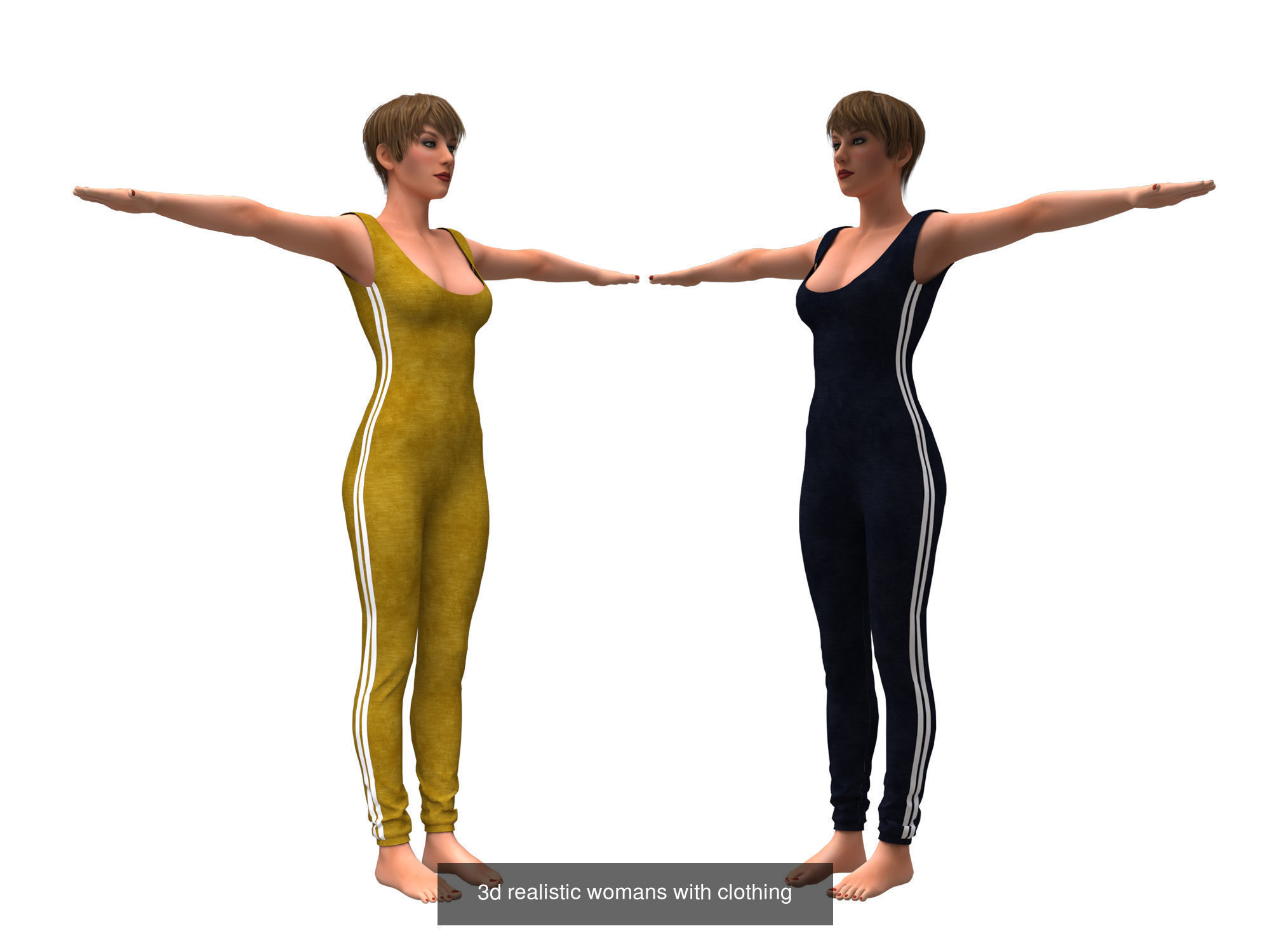 3d realistic collection 5 female with clothing design _12