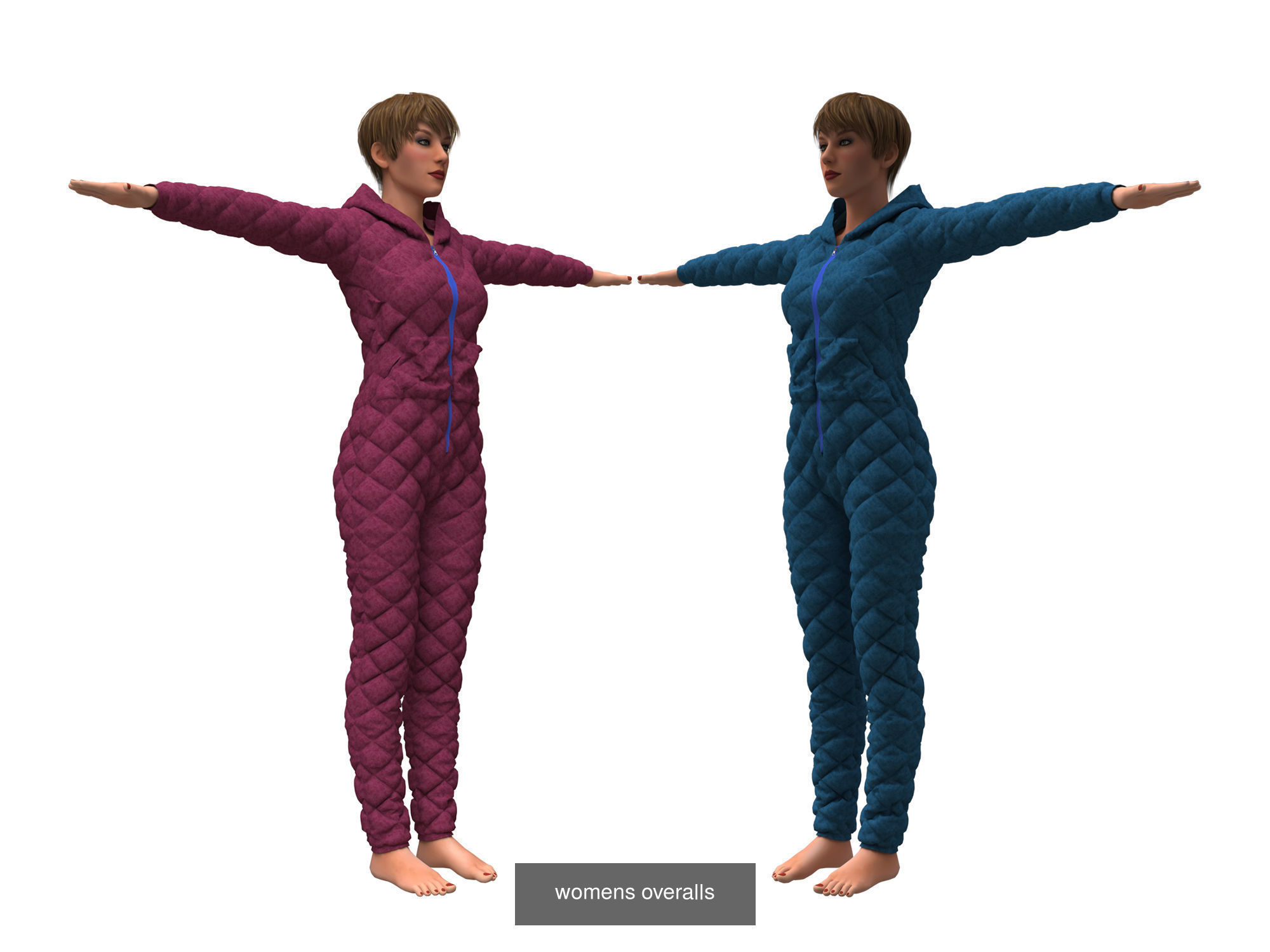 3d realistic collection 5 female with clothing design _1