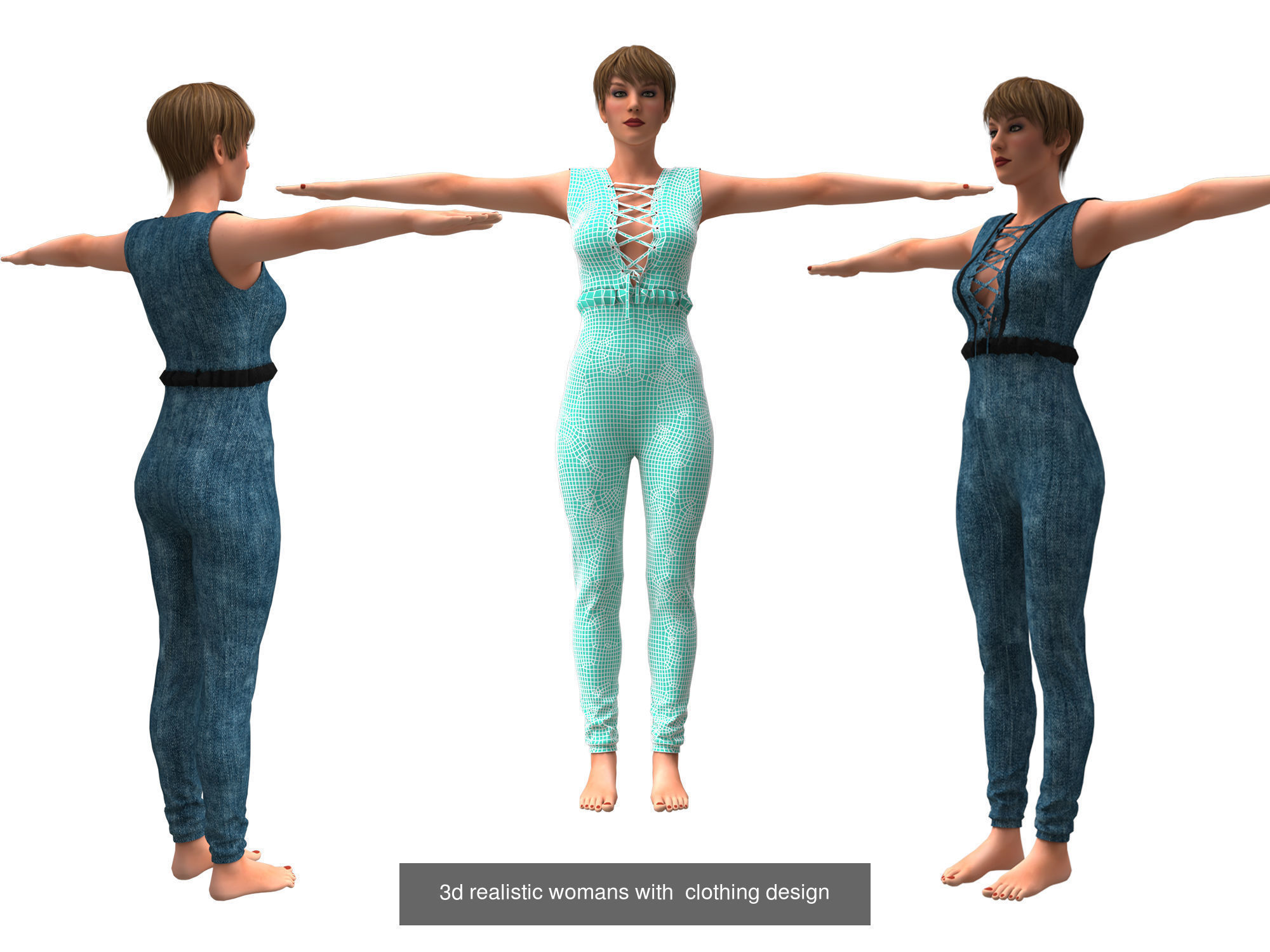3d realistic collection 5 female with clothing design _23