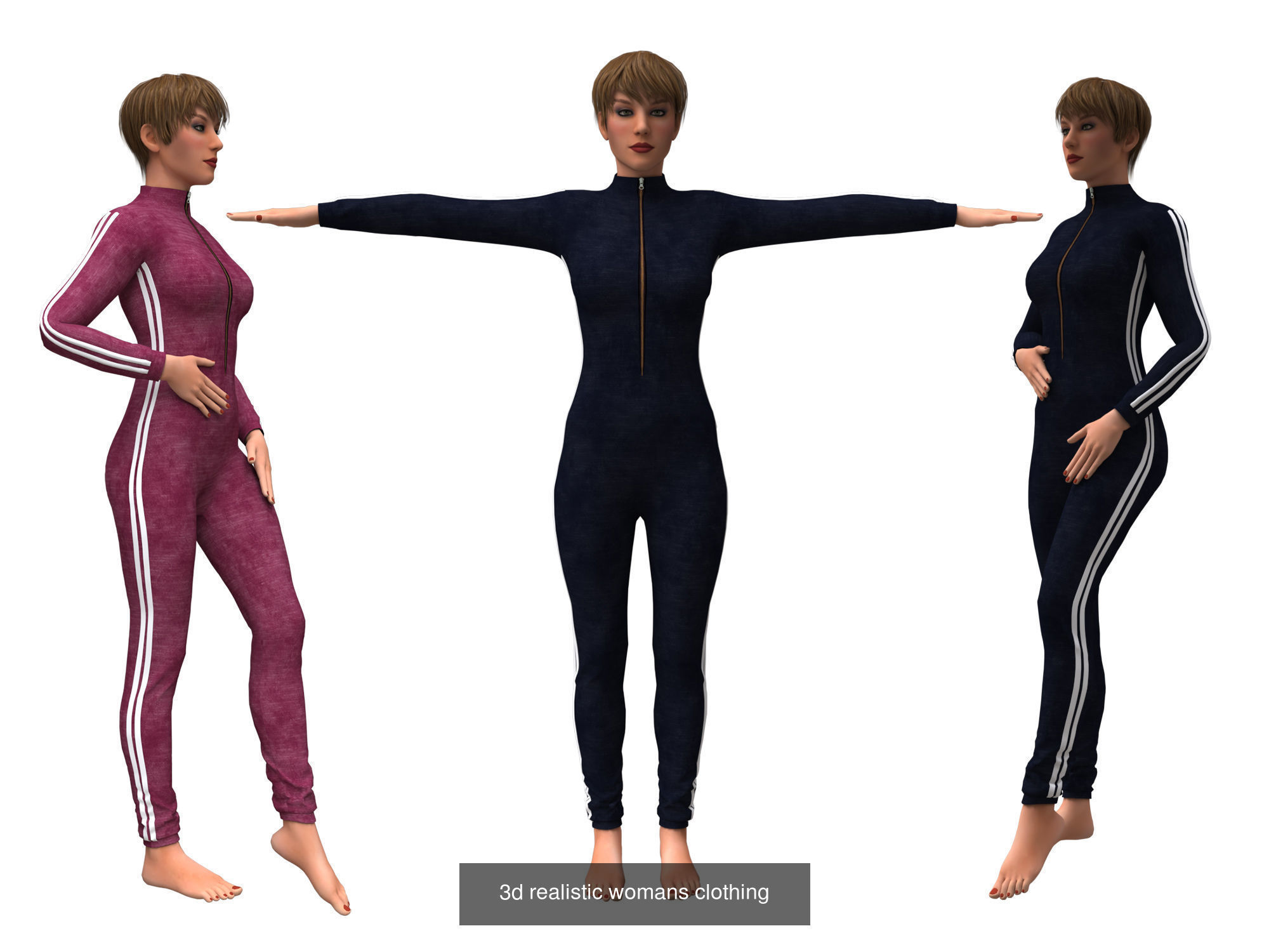 3d realistic collection 5 female with clothing design _7