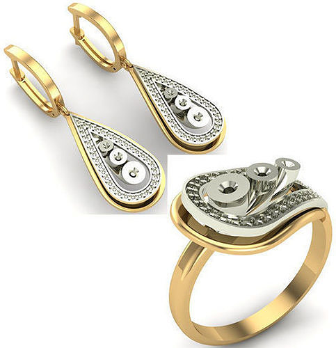  WOMAN SET RING AND EARRINGS 3D Model Collection