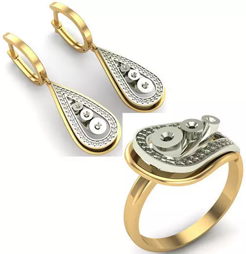 WOMAN SET RING AND EARRINGS 3D Model Collection_0