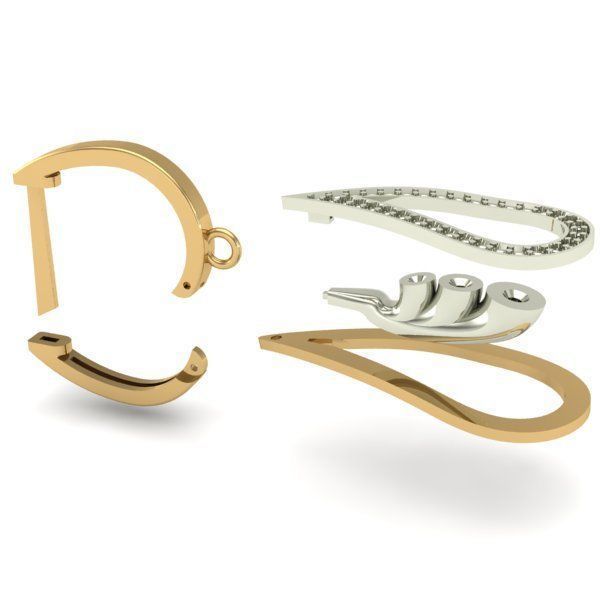 WOMAN SET RING AND EARRINGS 3D Model Collection_5