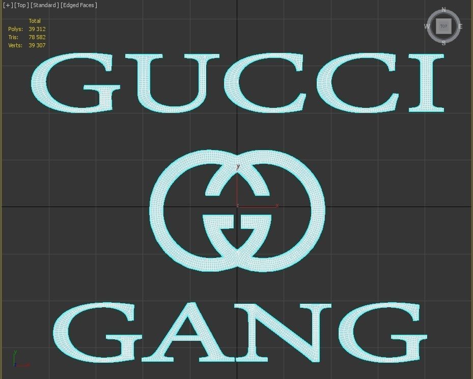 GUCCI GANG logo nameplate sticker emblem 3d model for 3D printer 3D print model_1