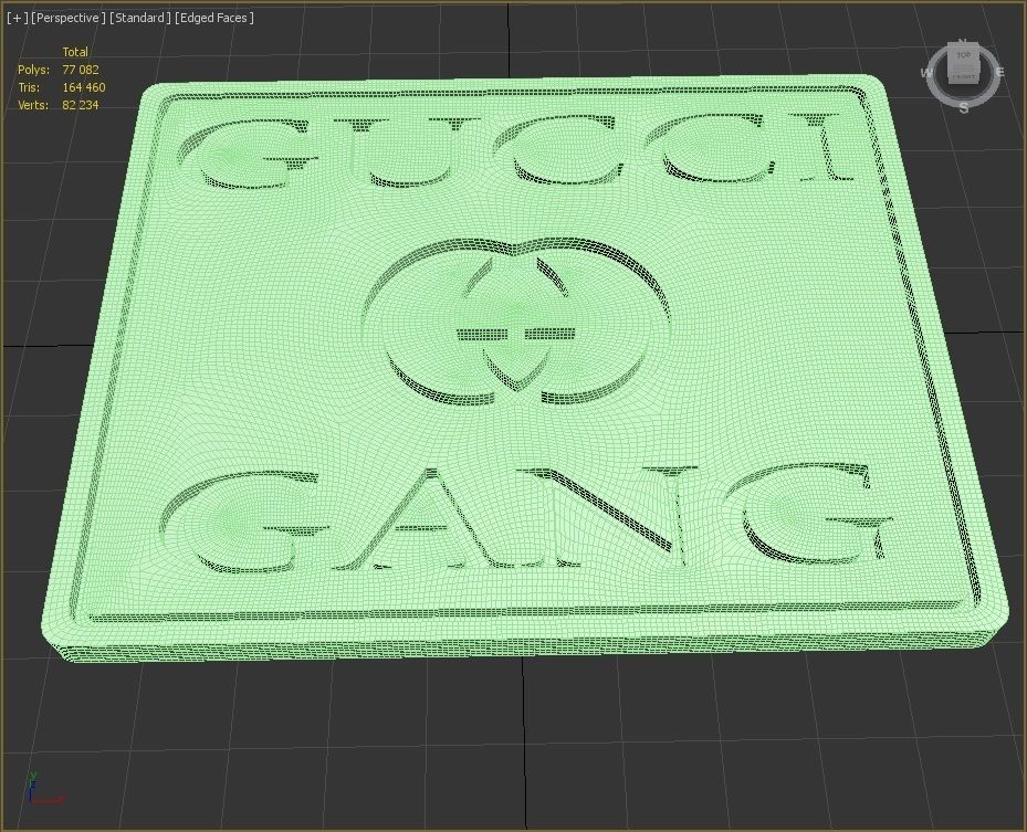 GUCCI GANG logo nameplate sticker emblem 3d model for 3D printer 3D print model_2