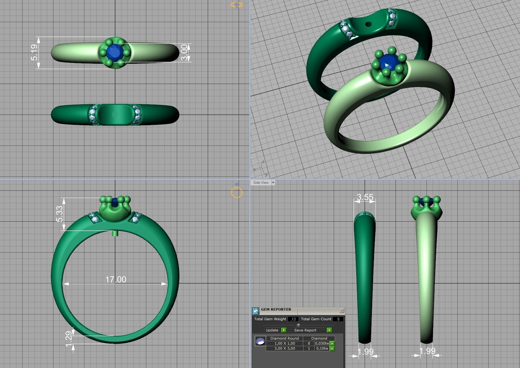 Promise Solitaire Ring 3mm stone Two shank type 3dmodel 3D print model_9