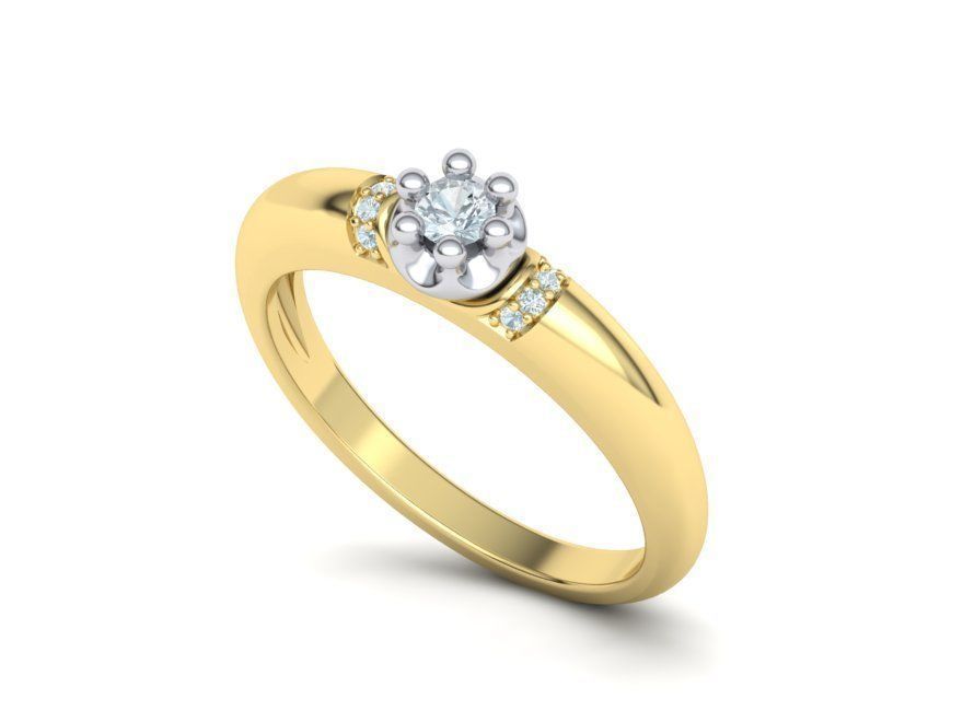 Promise Solitaire Ring 3mm stone Two shank type 3dmodel 3D print model_26