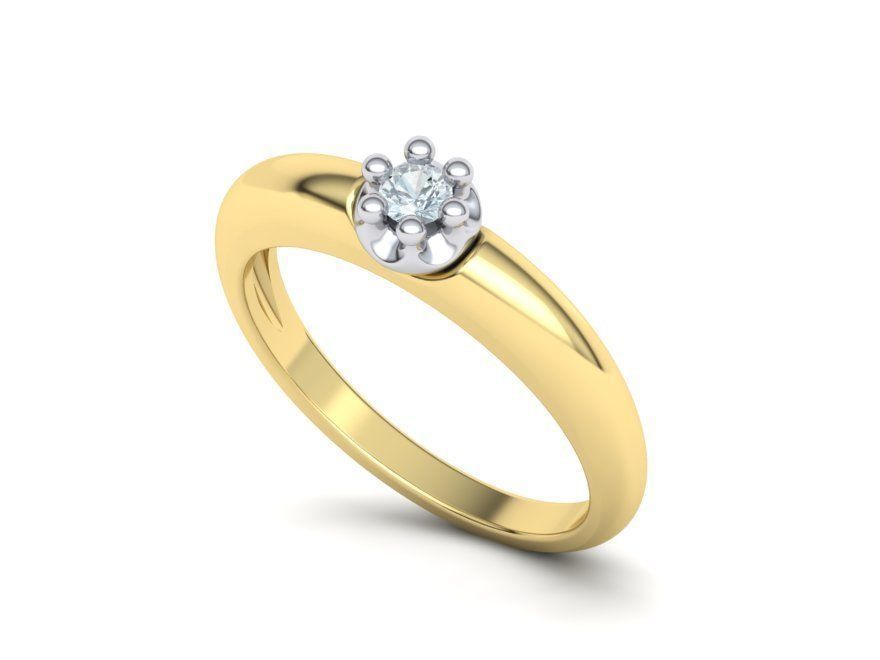 Promise Solitaire Ring 3mm stone Two shank type 3dmodel 3D print model_30