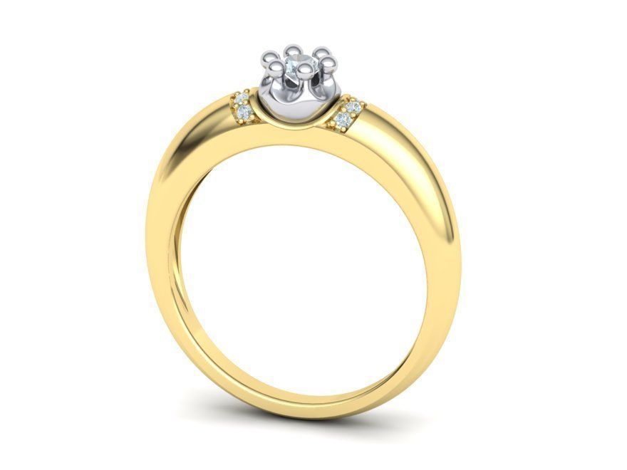 Promise Solitaire Ring 3mm stone Two shank type 3dmodel 3D print model_3