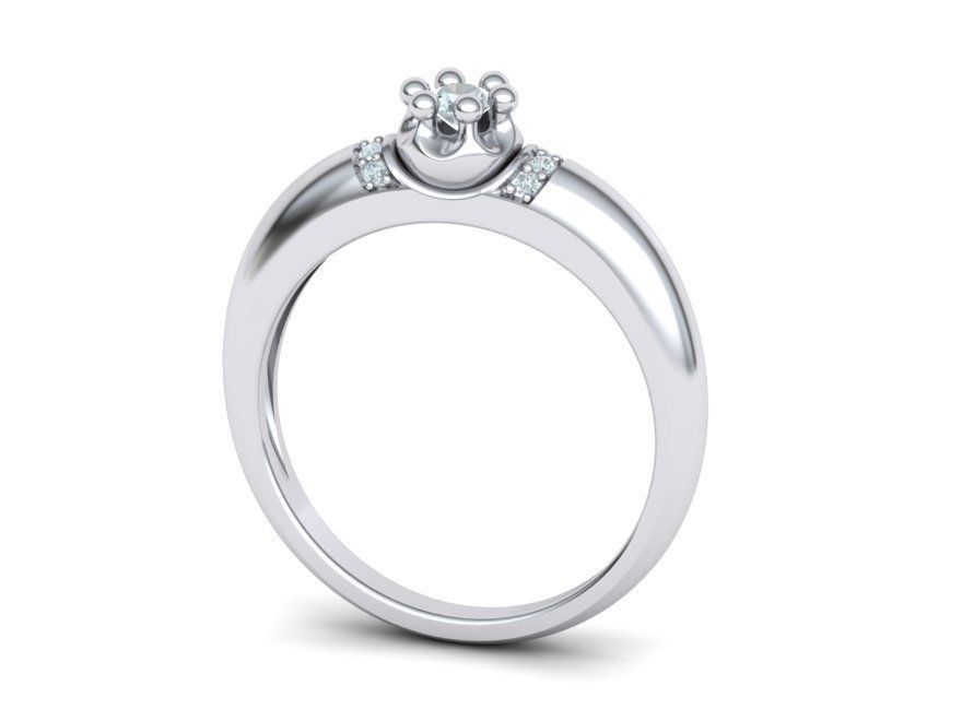 Promise Solitaire Ring 3mm stone Two shank type 3dmodel 3D print model_1