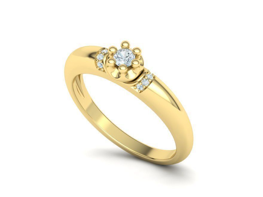 Promise Solitaire Ring 3mm stone Two shank type 3dmodel 3D print model_25