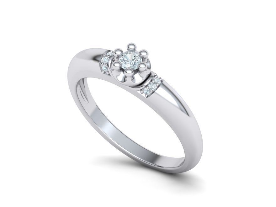 Promise Solitaire Ring 3mm stone Two shank type 3dmodel 3D print model_24