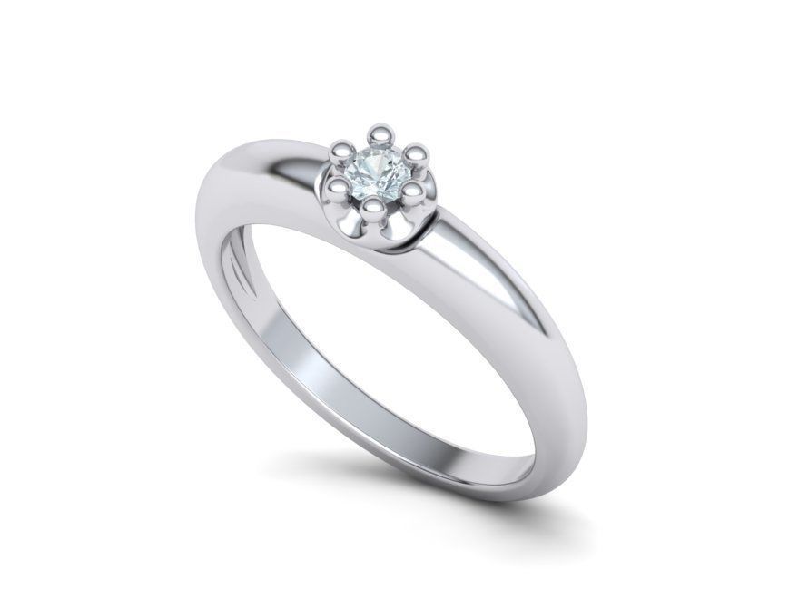 Promise Solitaire Ring 3mm stone Two shank type 3dmodel 3D print model_28