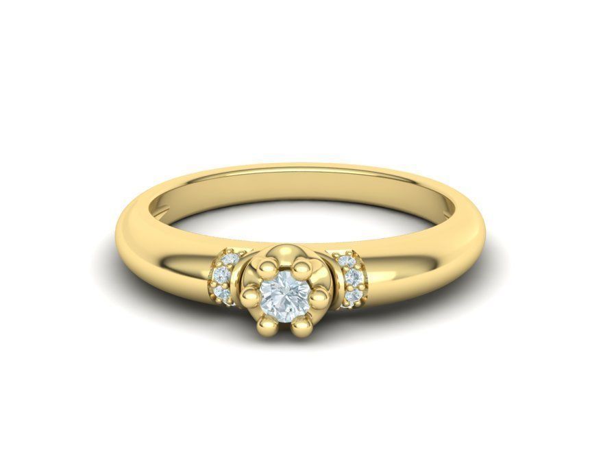 Promise Solitaire Ring 3mm stone Two shank type 3dmodel 3D print model_17