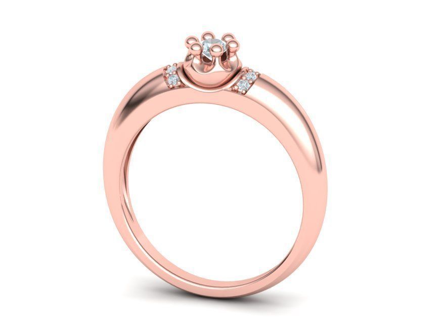 Promise Solitaire Ring 3mm stone Two shank type 3dmodel 3D print model_4