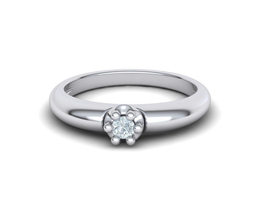 Promise Solitaire Ring 3mm stone Two shank type 3dmodel 3D print model_20