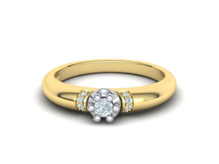 Promise Solitaire Ring 3mm stone Two shank type 3dmodel 3D print model_18