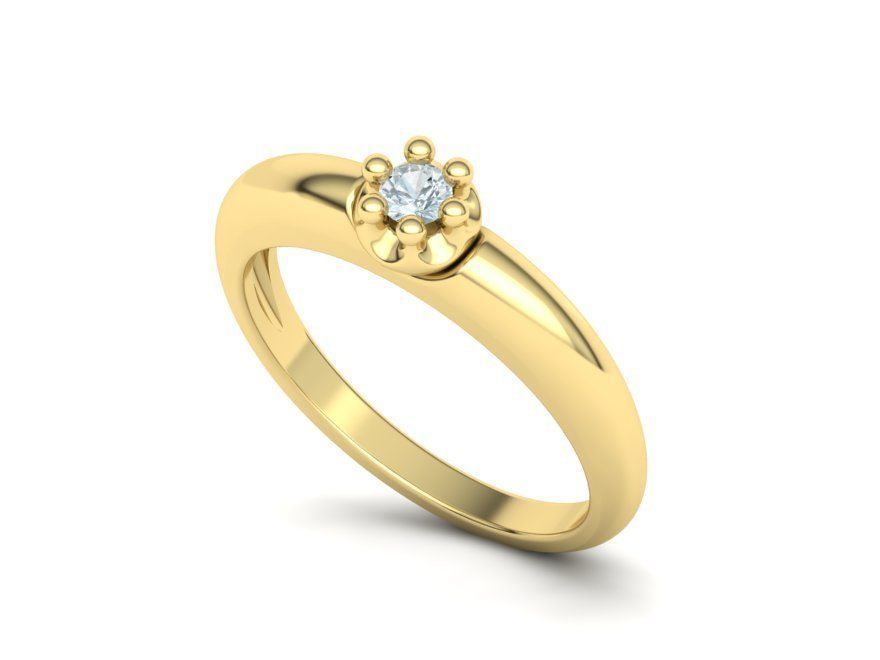 Promise Solitaire Ring 3mm stone Two shank type 3dmodel 3D print model_29