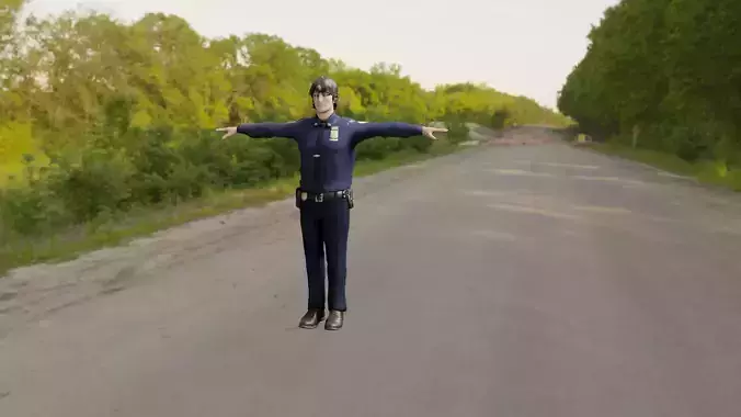 Rigged Police Man - Low Poly Free low-poly 3D model