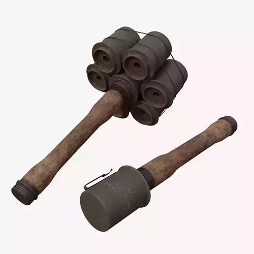 German Nazi M24 Stielhandgrenate Stick Grenade With Anti Tank Low-poly 3D model