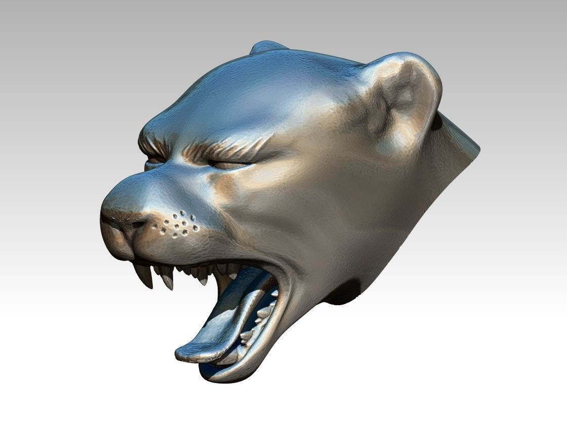 Tiger Cat Lion Angry Roar Head Bust  3D print model_2