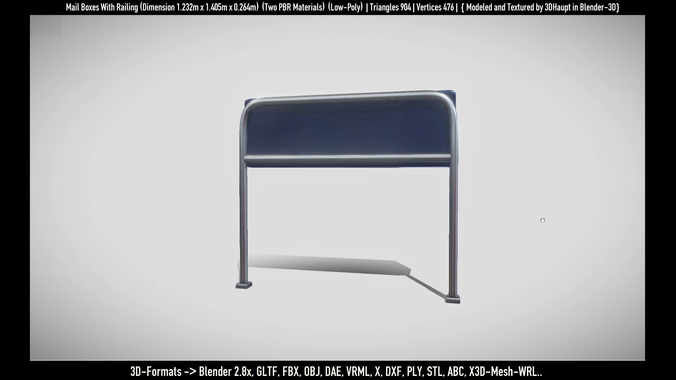 Mail Boxes with Railing Low-poly 3D model_89