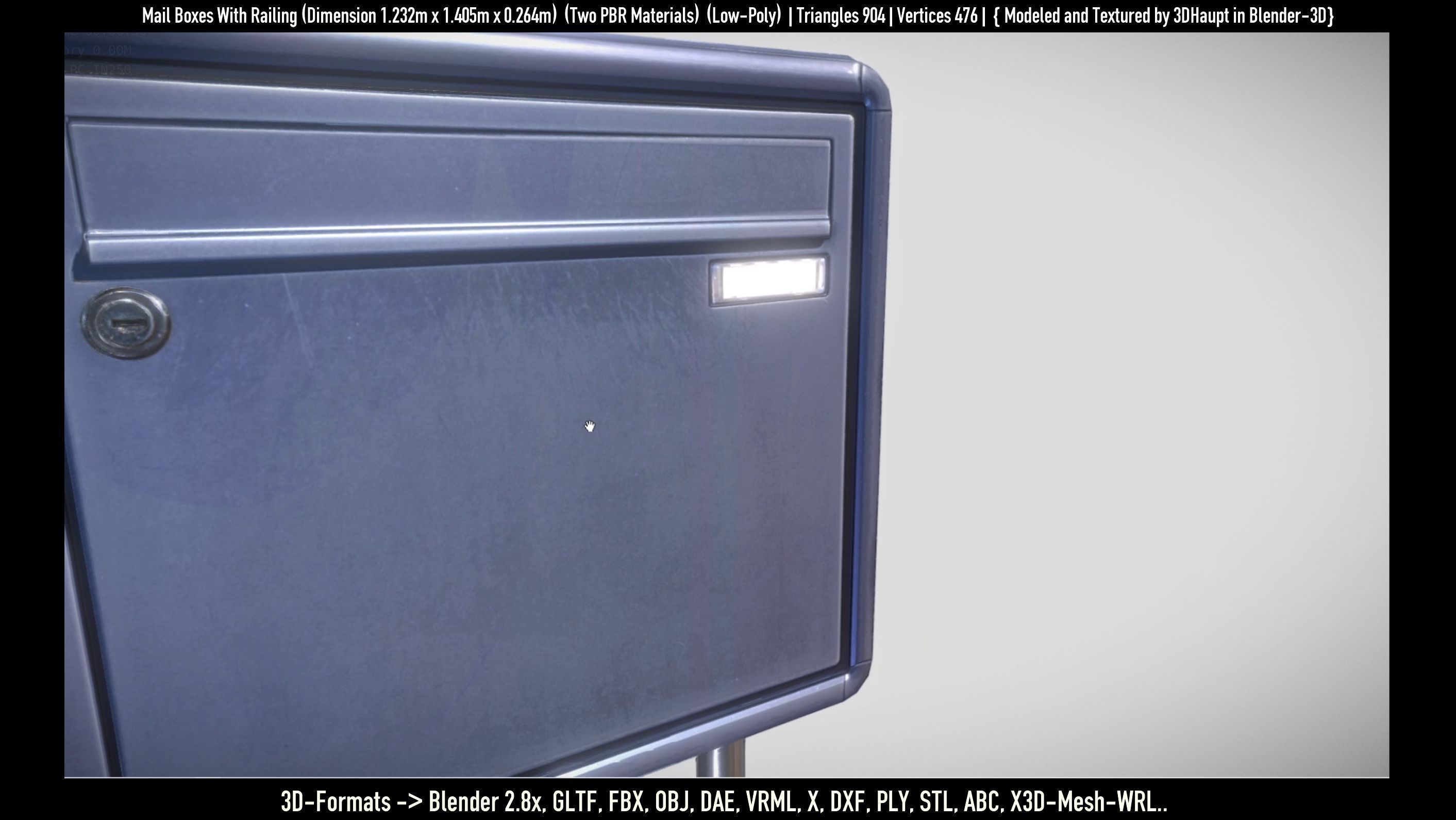 Mail Boxes with Railing Low-poly 3D model_36