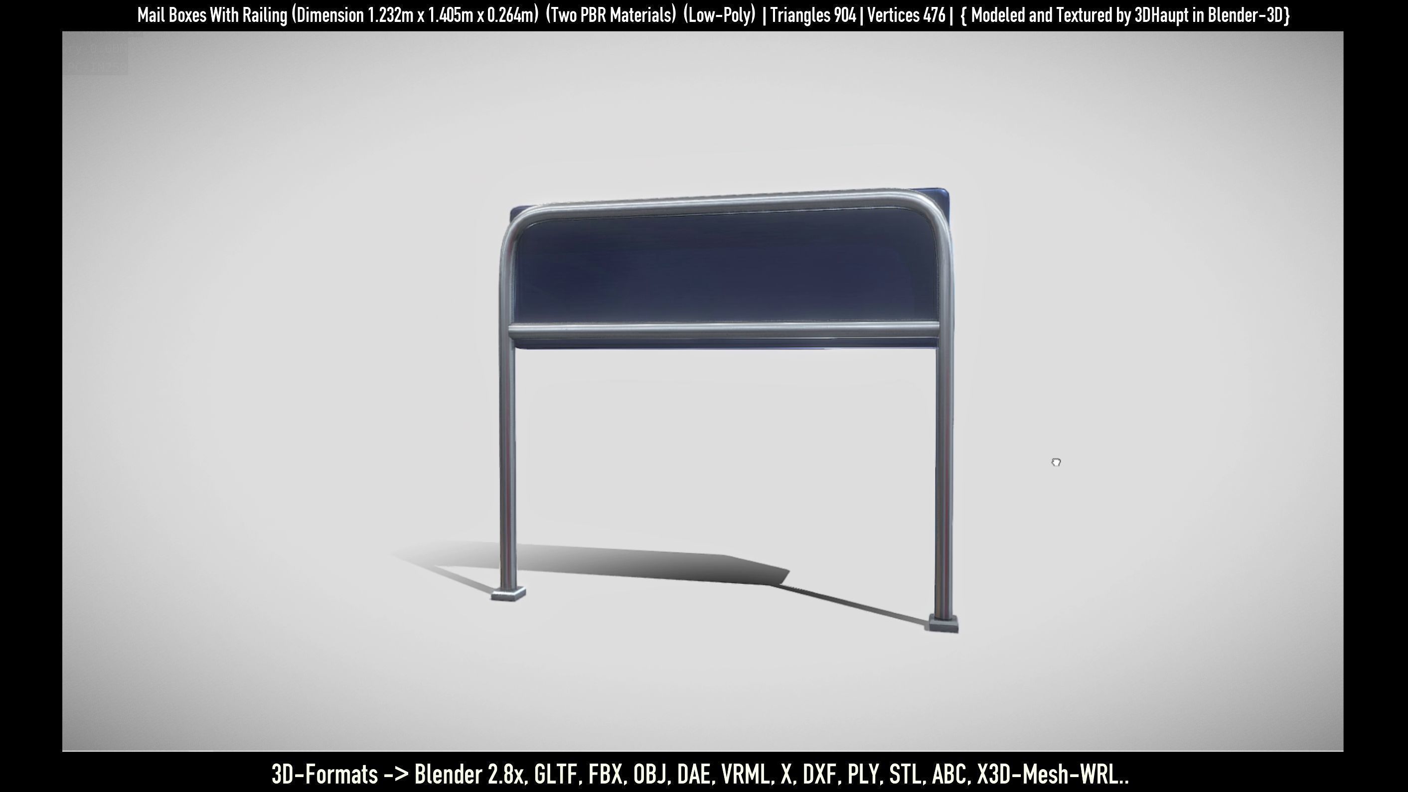 Mail Boxes with Railing Low-poly 3D model_78