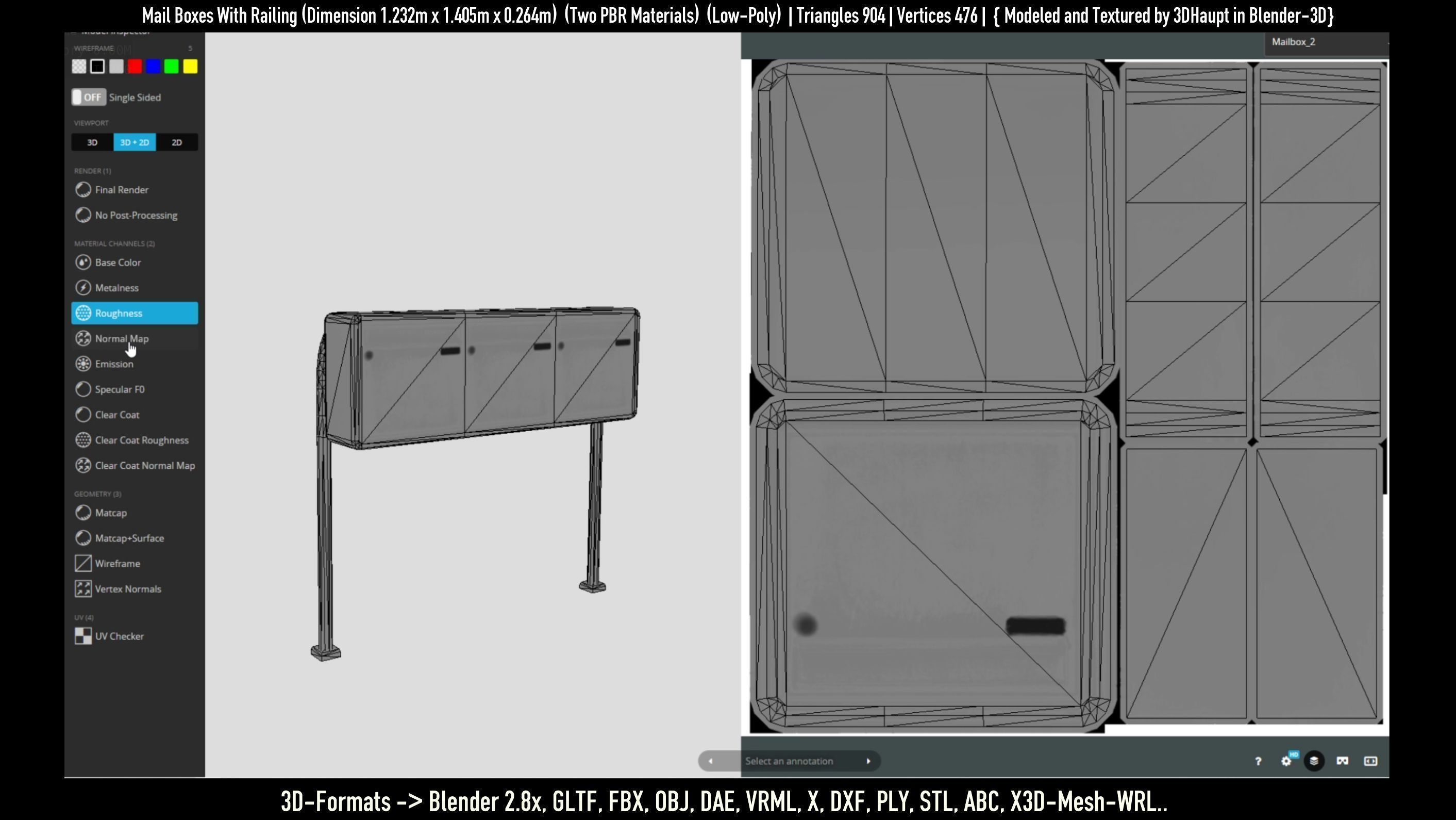 Mail Boxes with Railing Low-poly 3D model_28