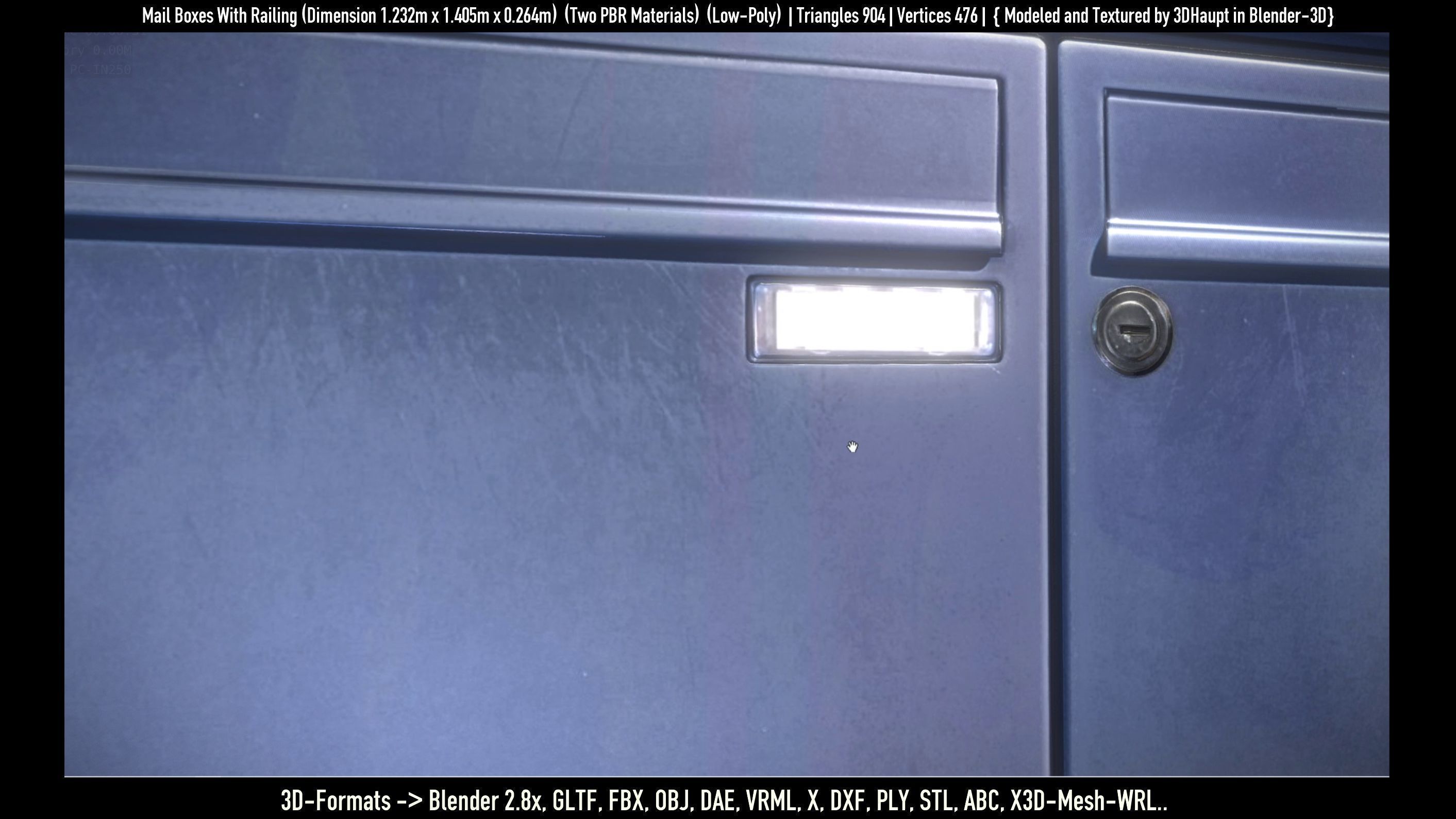 Mail Boxes with Railing Low-poly 3D model_51