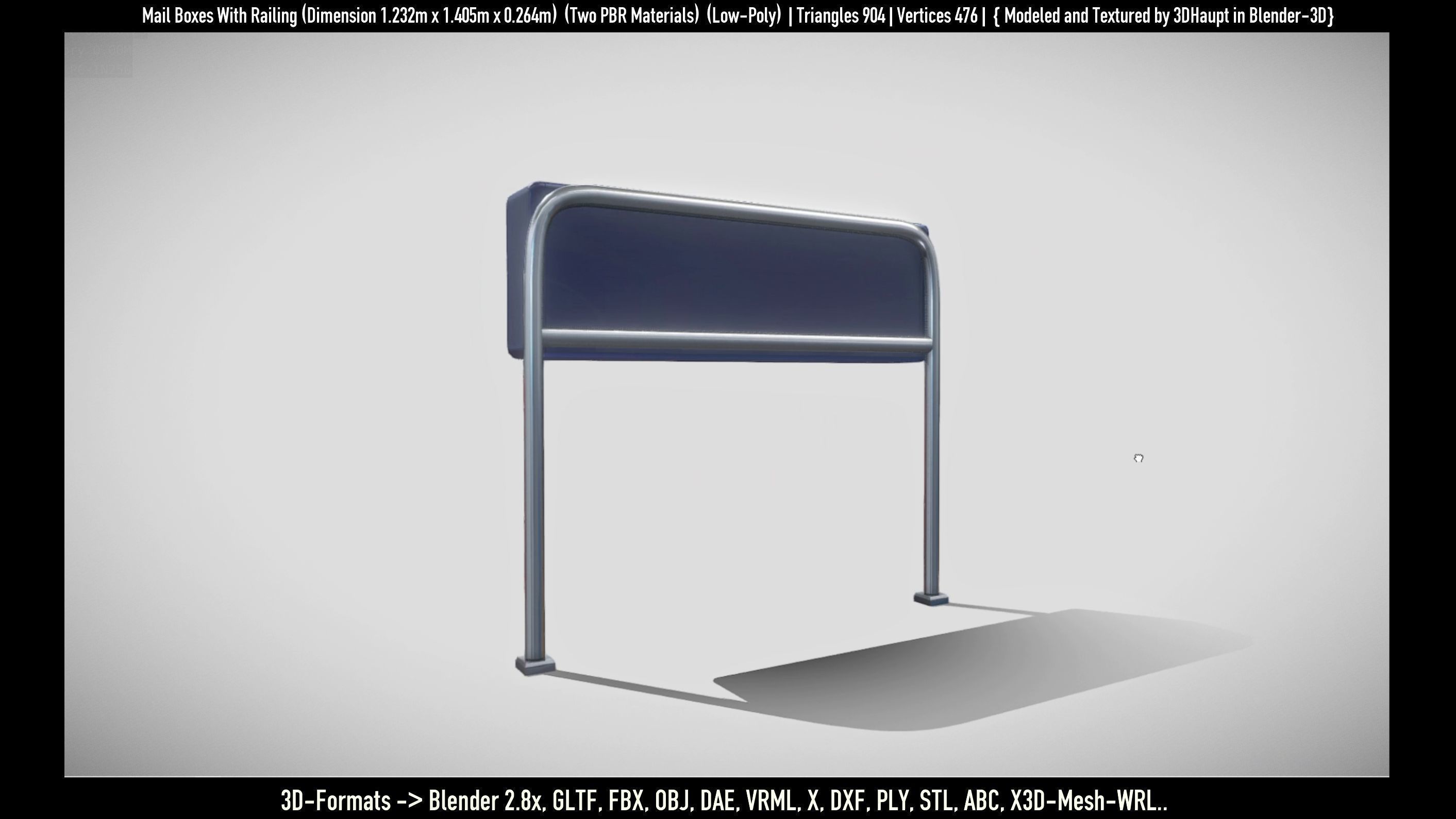 Mail Boxes with Railing Low-poly 3D model_61