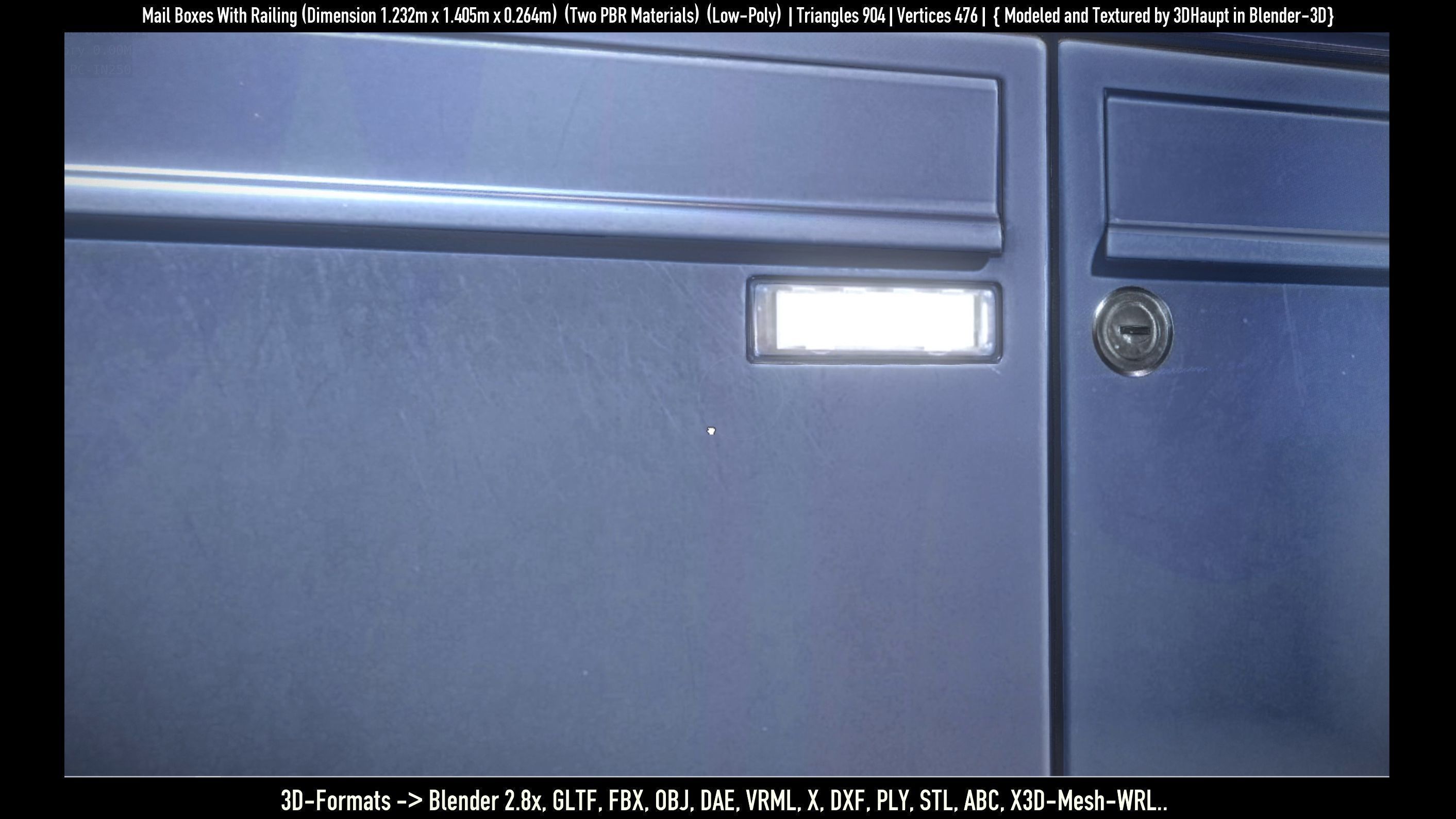 Mail Boxes with Railing Low-poly 3D model_46