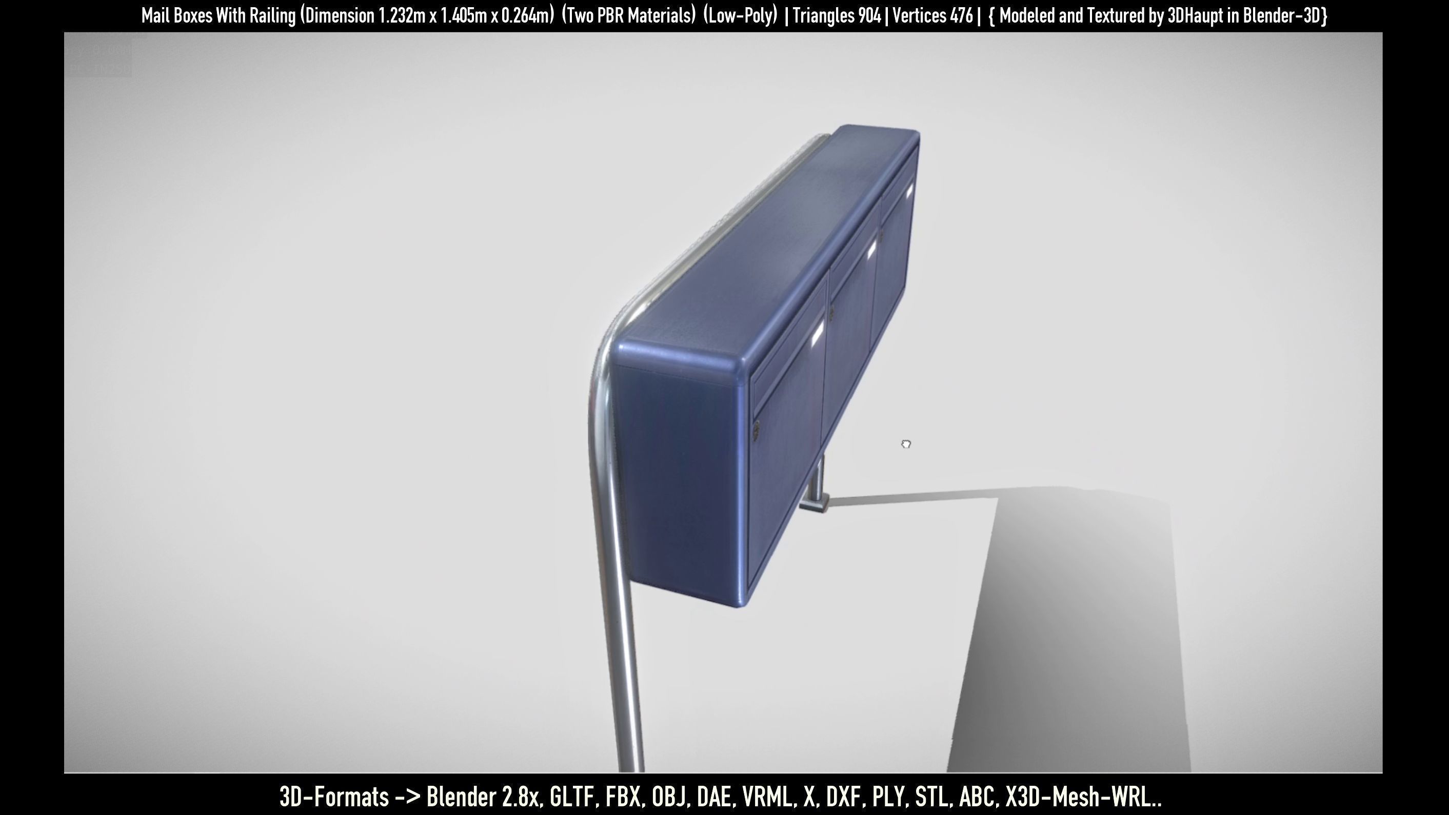 Mail Boxes with Railing Low-poly 3D model_58