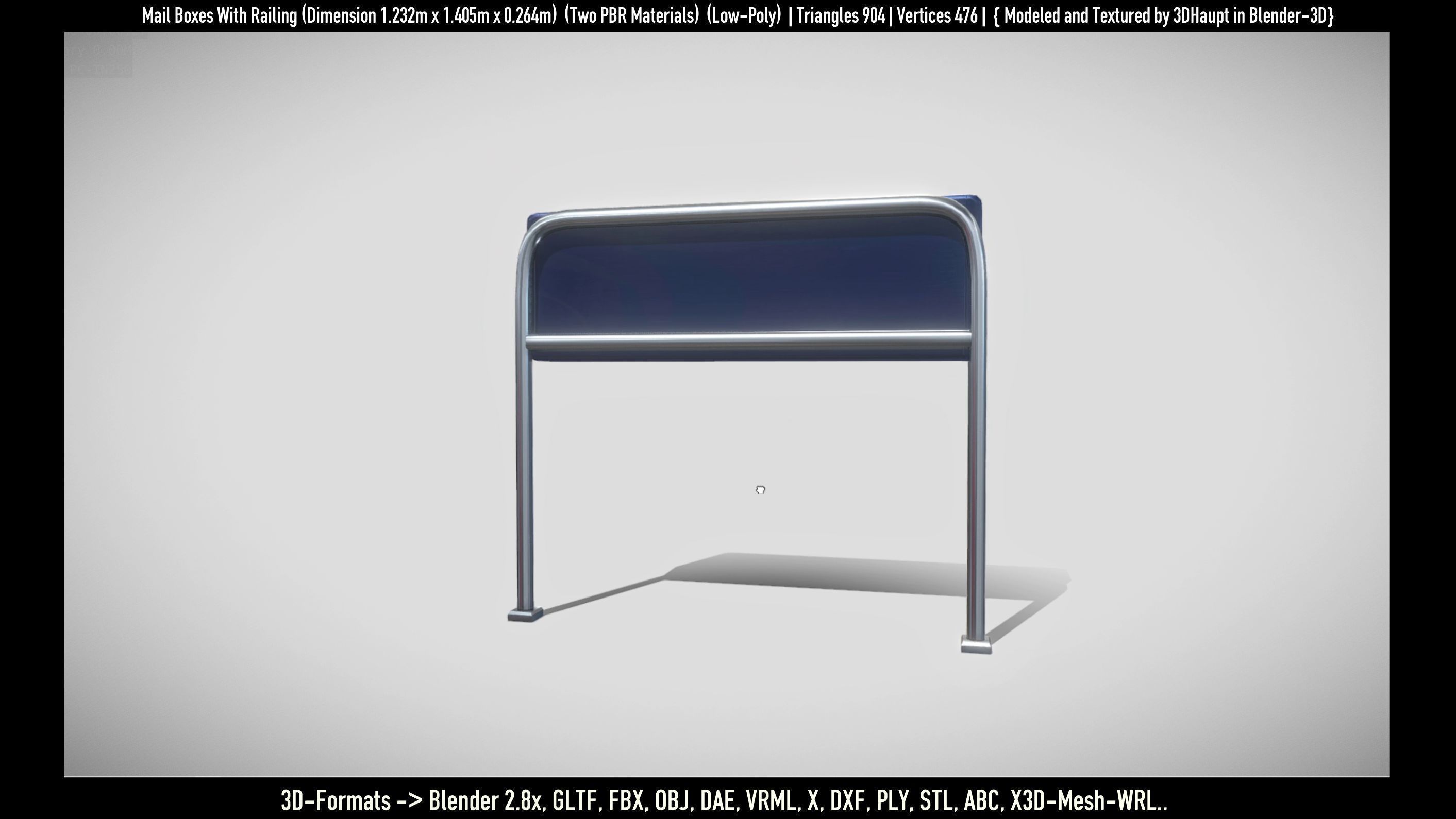 Mail Boxes with Railing Low-poly 3D model_83