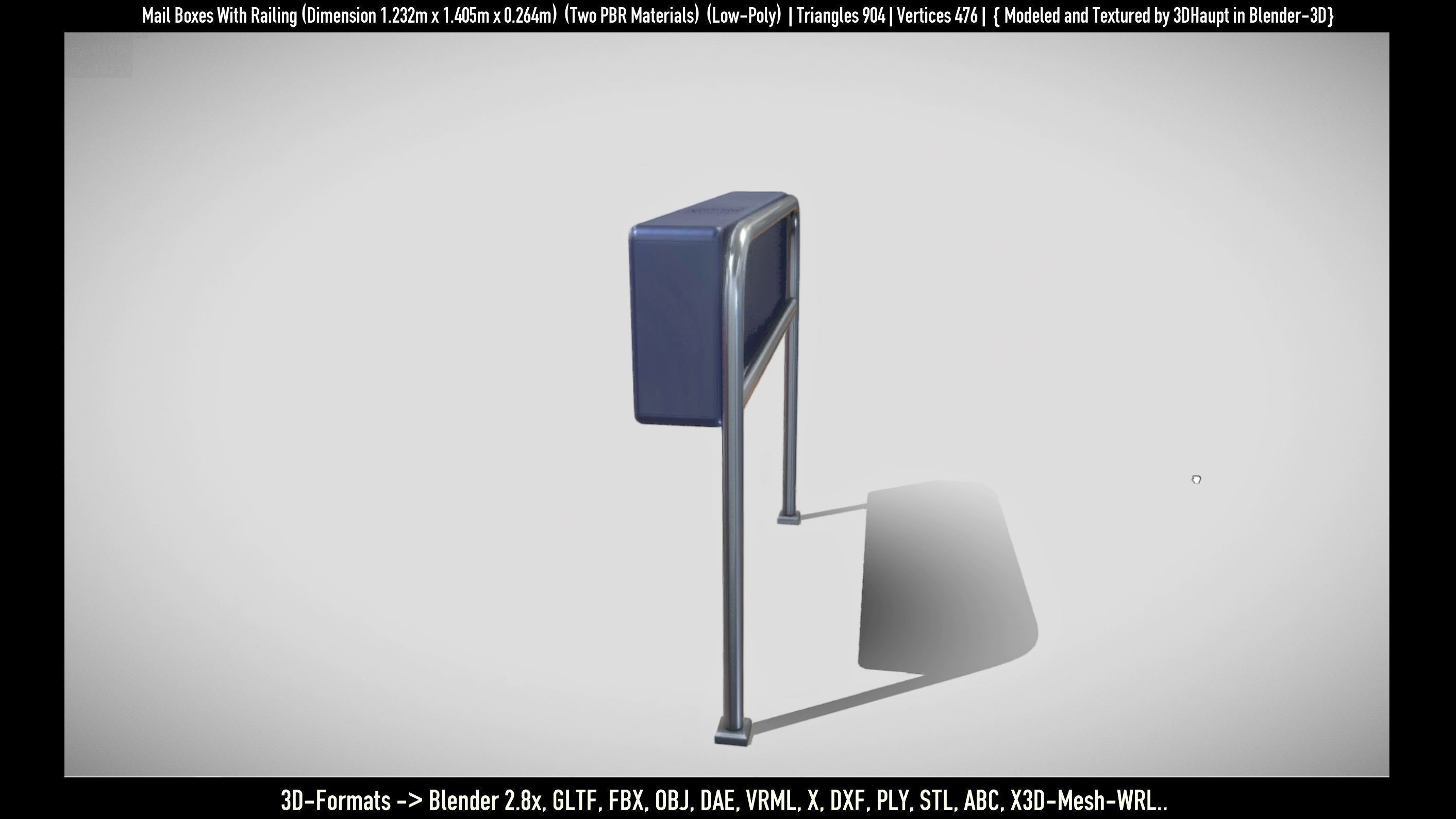 Mail Boxes with Railing Low-poly 3D model_64
