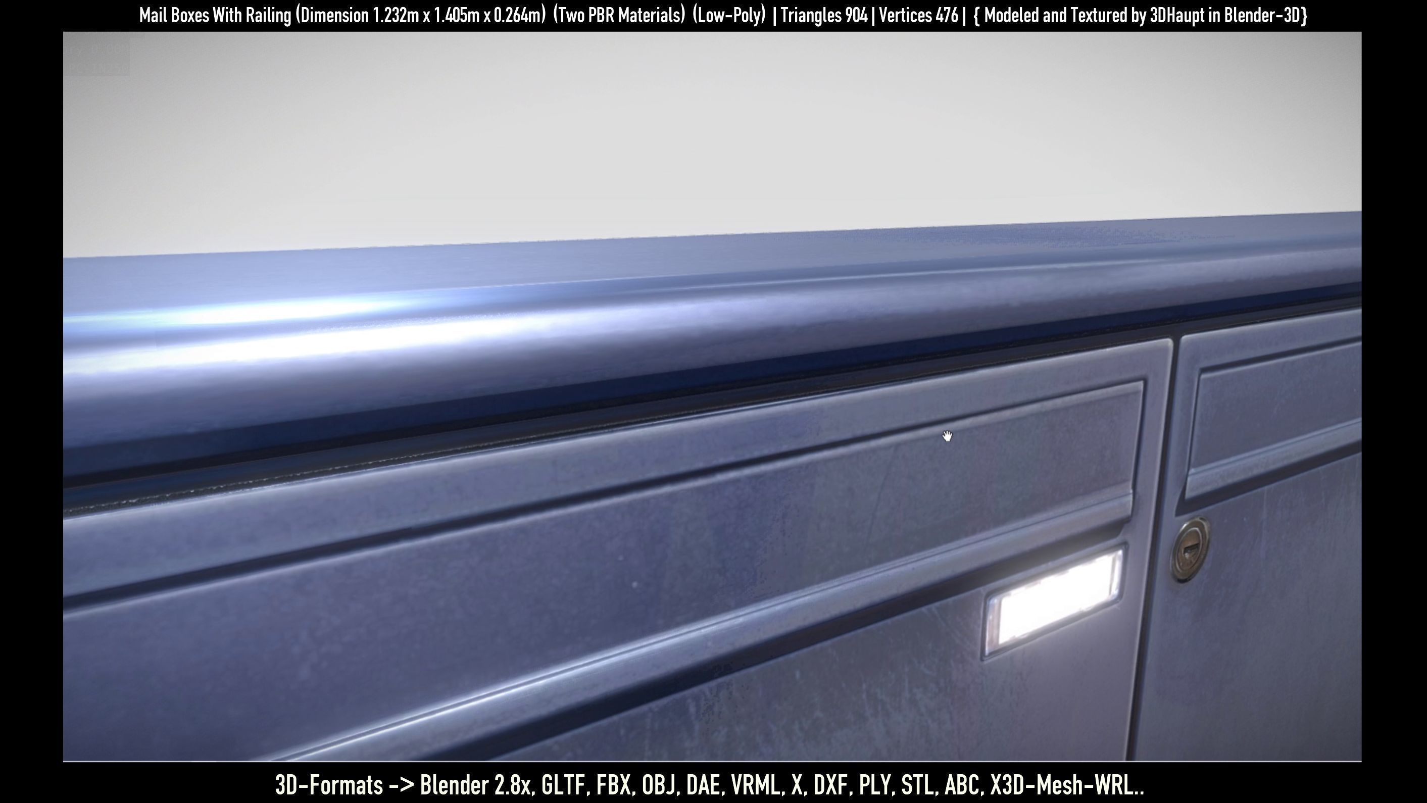 Mail Boxes with Railing Low-poly 3D model_39