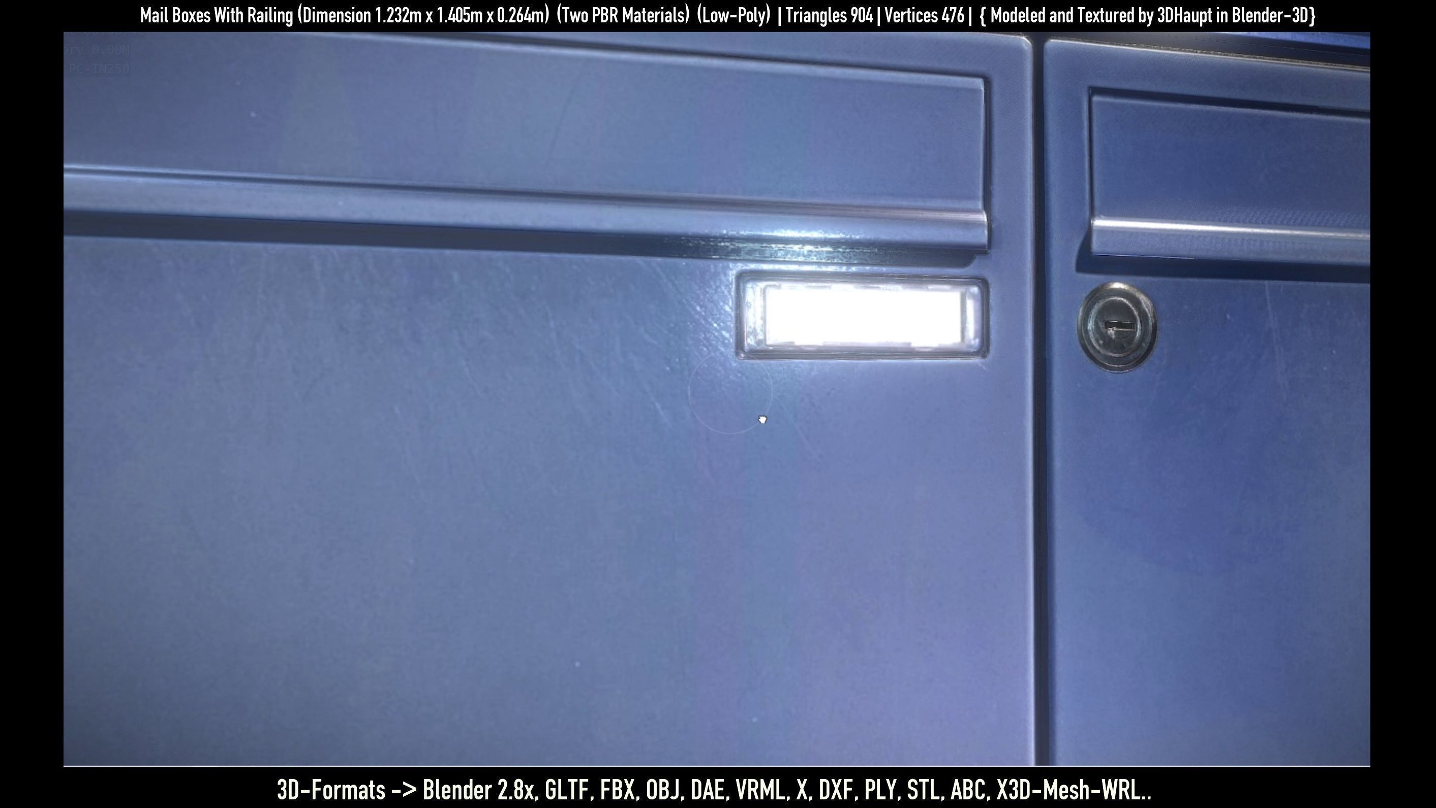 Mail Boxes with Railing Low-poly 3D model_45