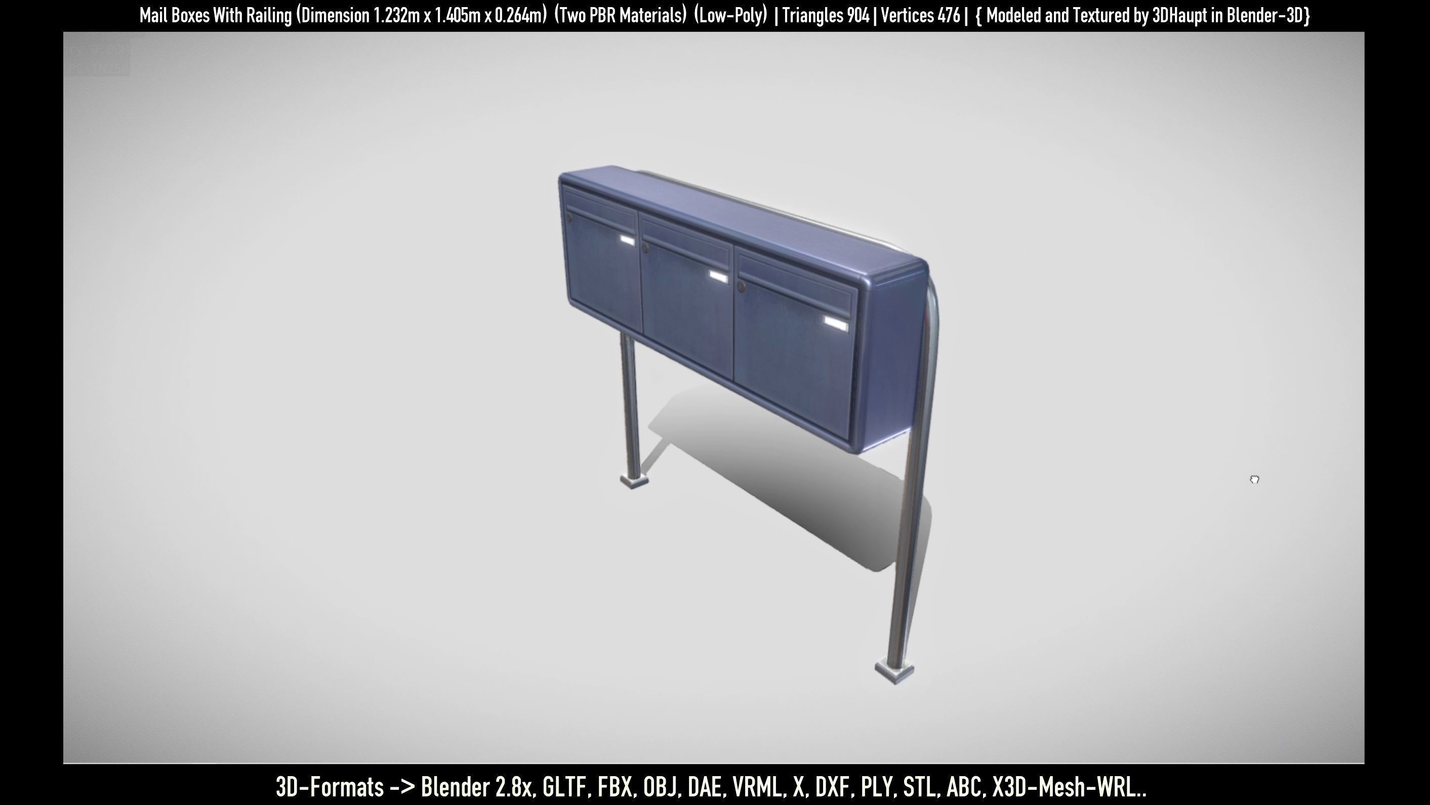 Mail Boxes with Railing Low-poly 3D model_65