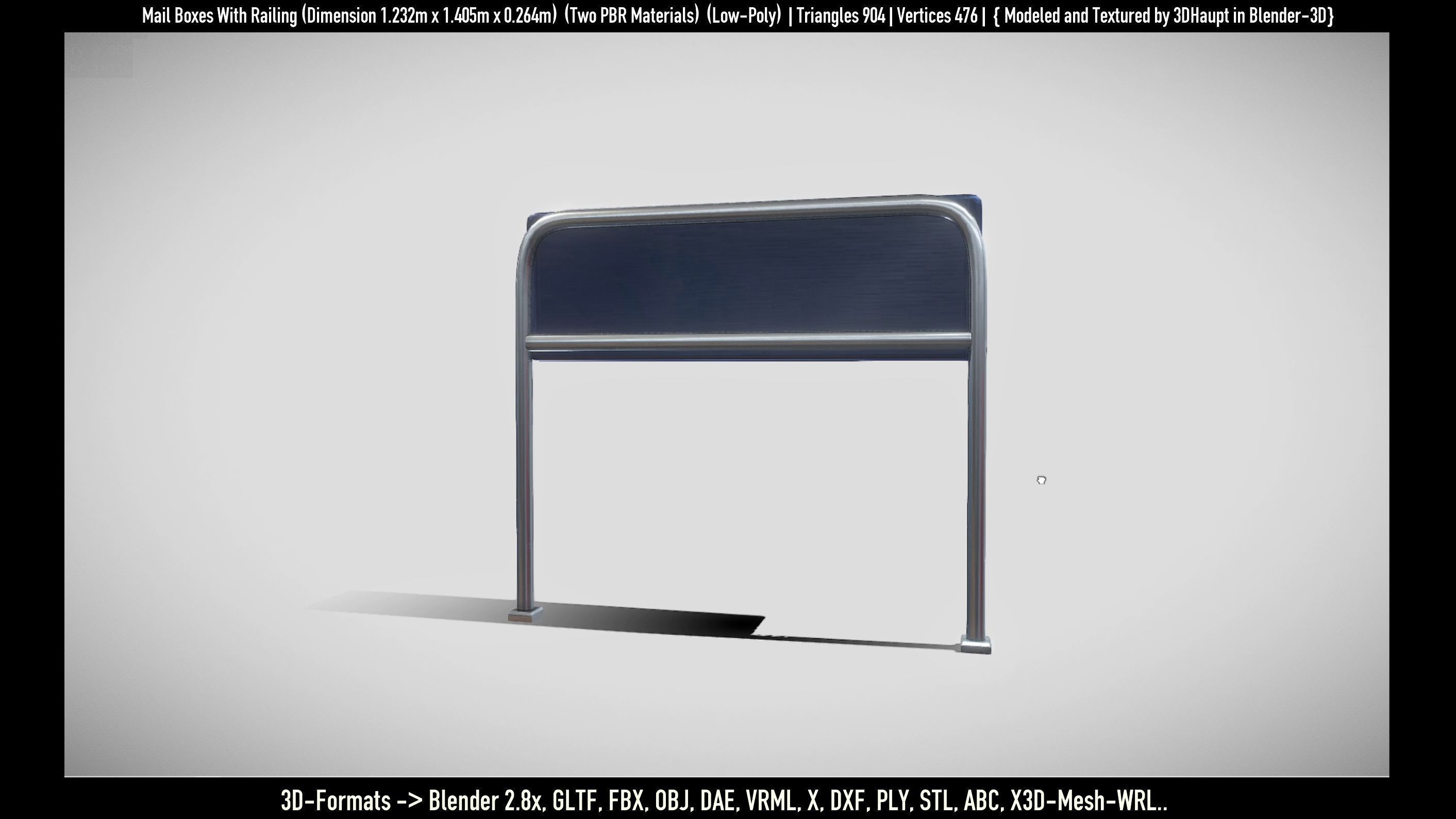 Mail Boxes with Railing Low-poly 3D model_12