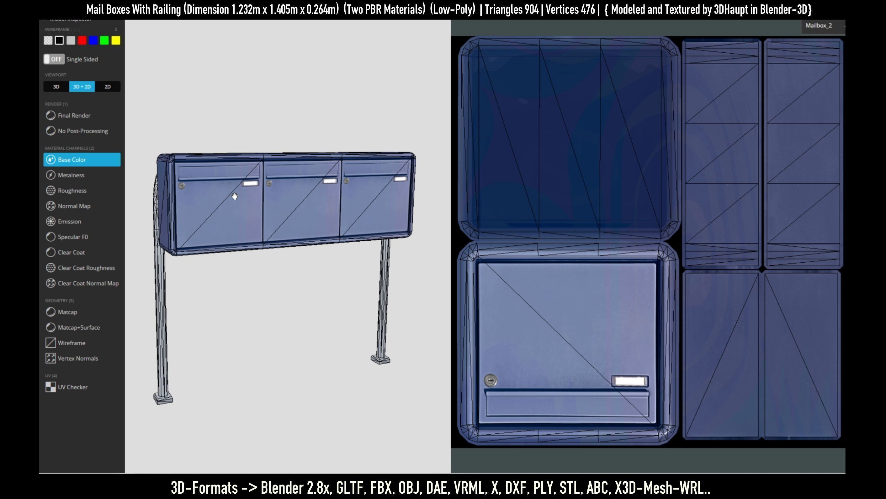 Mail Boxes with Railing Low-poly 3D model_25